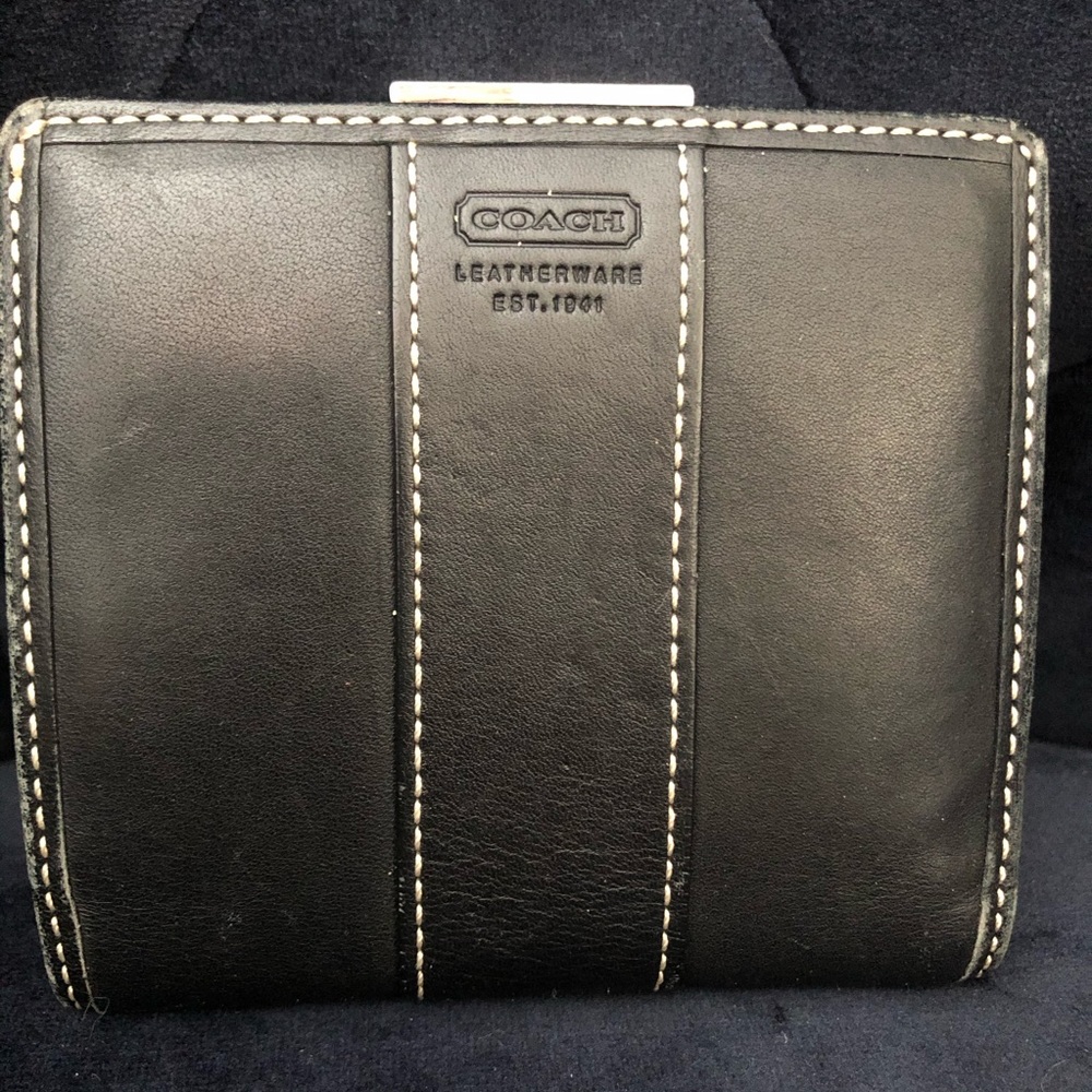 COACH Black Genuine Leather Bifold Wallet
